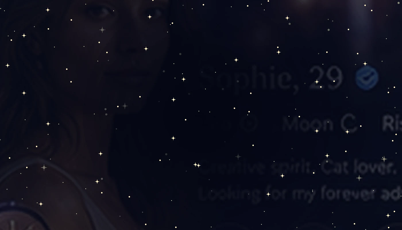A cinematic romantic astrology dating scene
